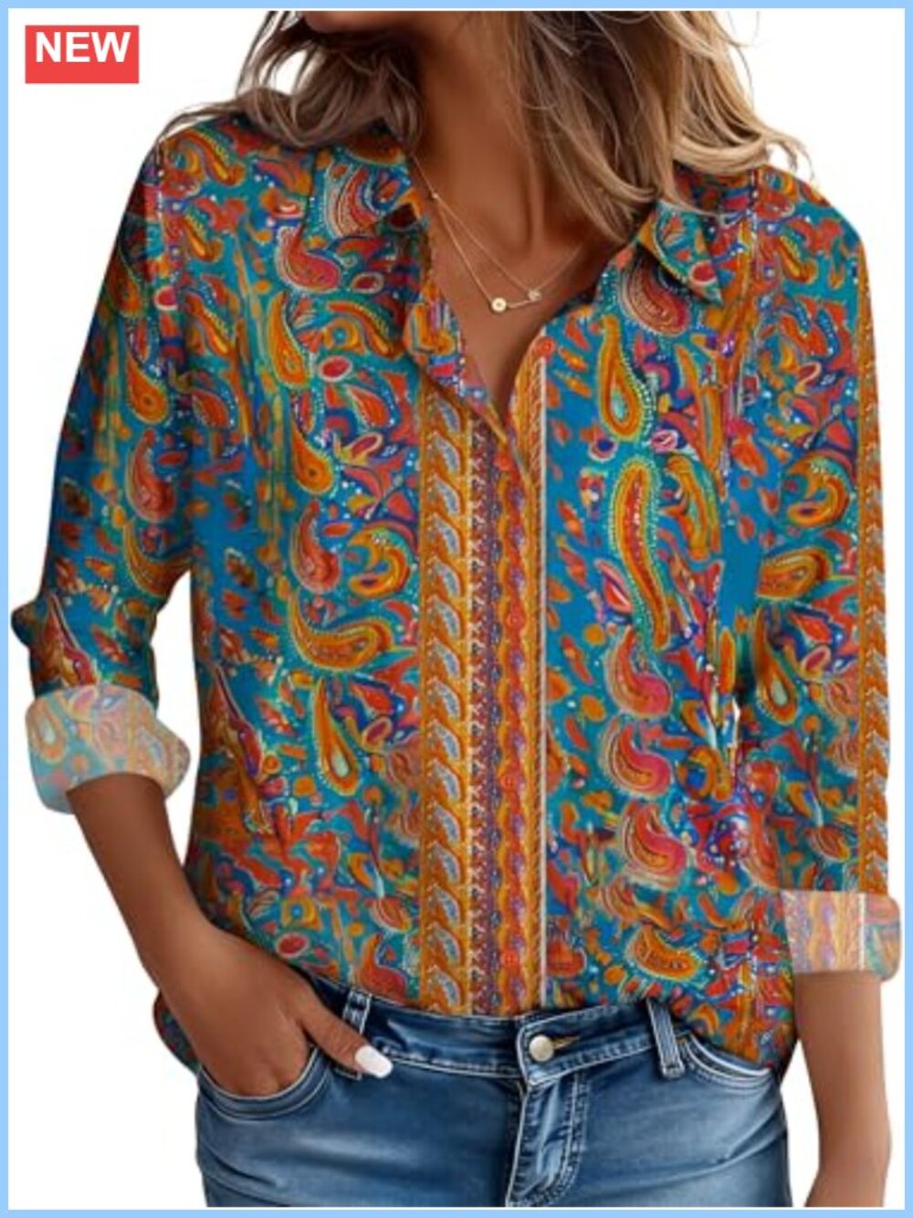 Women's Stain-Resistant Wrinkle-Free Long Sleeve Button-Down Office Blouse